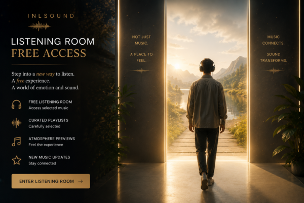 listening room free Listening Room Free Access is your gateway into the world of INLSOUND. Discover curated playlists, cinematic atmospheres, emotional soundscapes and selected music experiences designed to help you disconnect from noise and reconnect with emotion. Created for dreamers, creators and people who still listen with intention. A free experience where music becomes atmosphere, stories become emotion and every sound opens a new world. Not just music. A new experience.